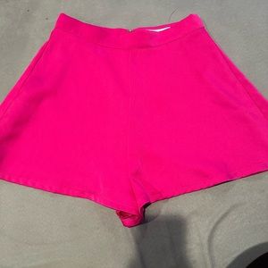 Hot pink zip up shorts